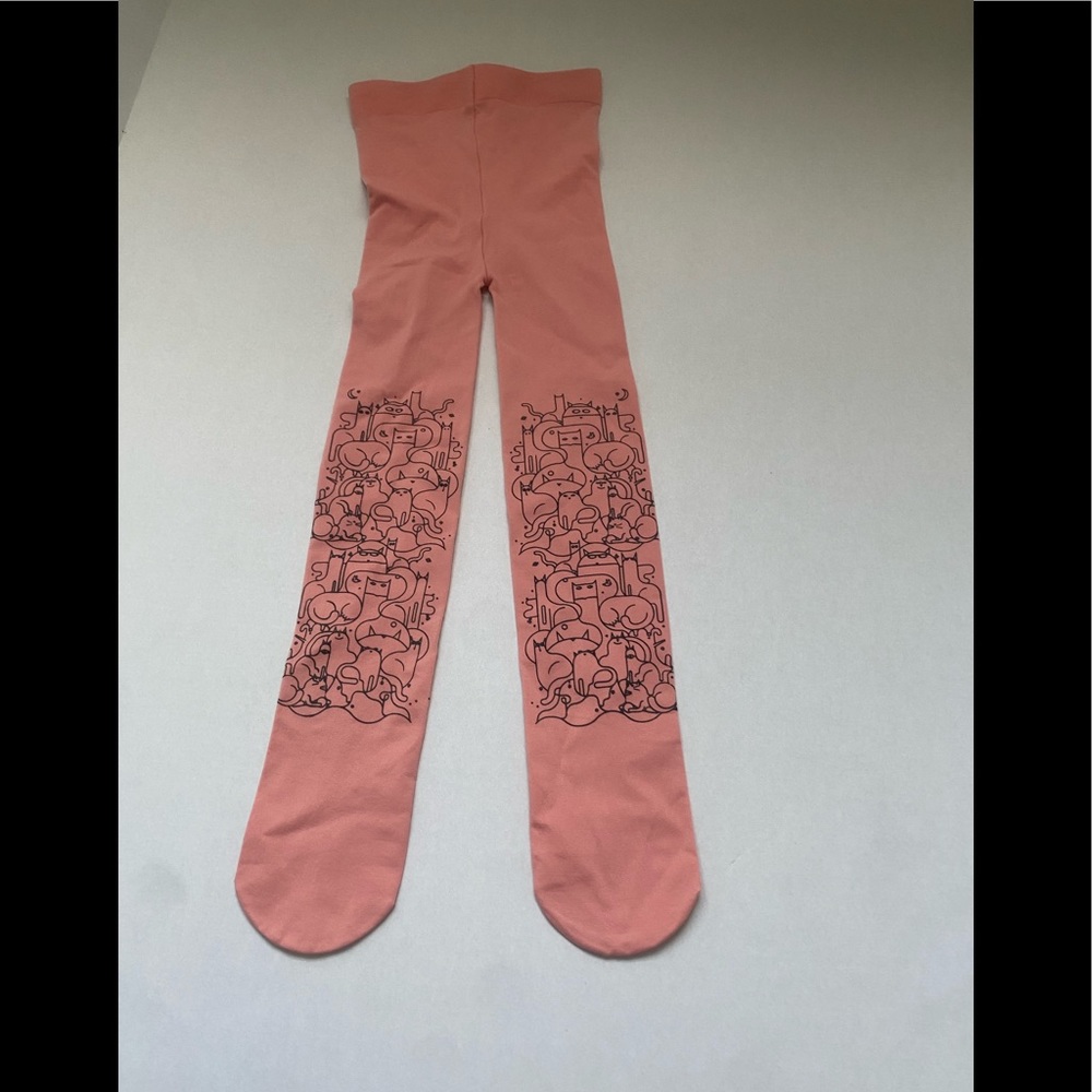 NWOT Girls’ Tights, Pink with Cat Print, Adorable! Unique